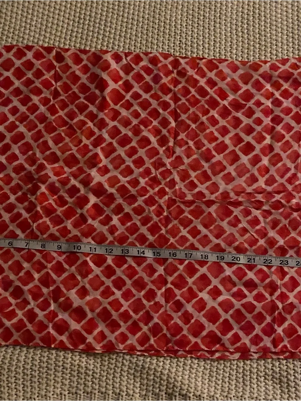 Coach Red and White Geometric Silk Scarf